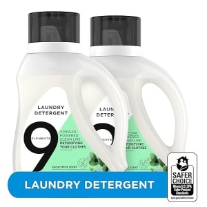 9 Elements Detergente líquido para colada, aroma a eucalipto, 40 onzas, 2 unidades