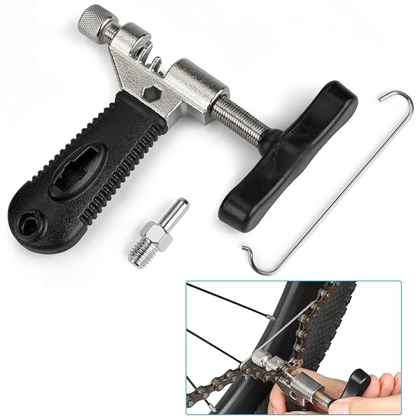 A AKRAF - Alicates de eslabones para bicicleta + herramienta divisora de cadena + verificador de cadena + 3 pares de eslabones que faltan para bicicleta, abridor de eslabones de bicicleta, alicates de cierre de cadena, conector indicador de desgaste (nueva versión) - Image 5