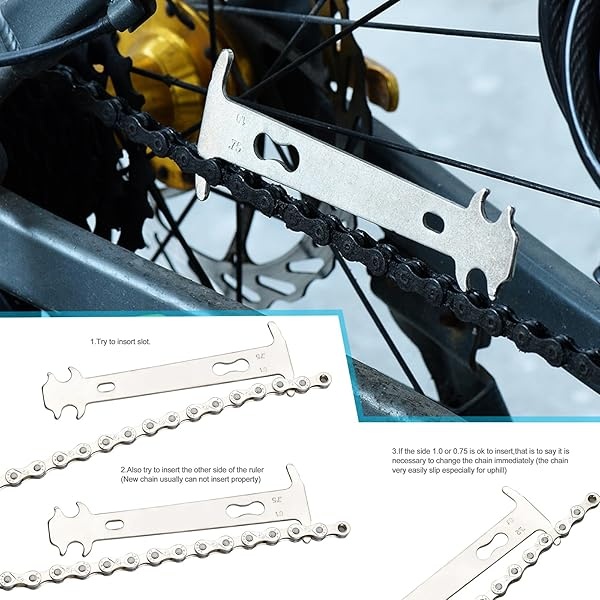 A AKRAF - Alicates de eslabones para bicicleta + herramienta divisora de cadena + verificador de cadena + 3 pares de eslabones que faltan para bicicleta, abridor de eslabones de bicicleta, alicates de cierre de cadena, conector indicador de desgaste (nueva versión) - Image 7