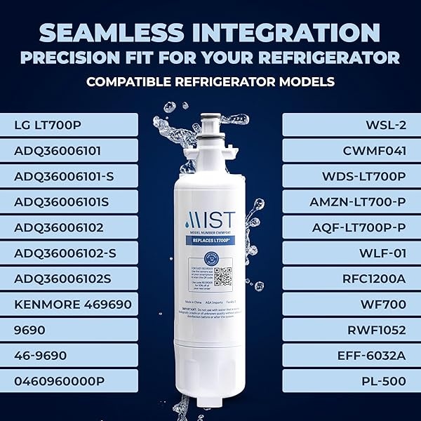 ADQ36006101 - Filtro de agua de repuesto para refrigerador LG LT700P, ADQ36006102, Kenmore Elite 9690, 46-9690, 469690, RFC 1200A, FML-3, LFX31925ST, LFXS32766S, LFXS2962626262626S, paquete de 3 Niebla - Image 4