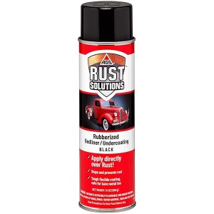 AGS RUST SOLUTIONS - Pintura en aerosol de goma flexible y revestimiento de cama, color negro mate, 14 onzas, encapsulador de óxido, aplicación directa sobre el óxido