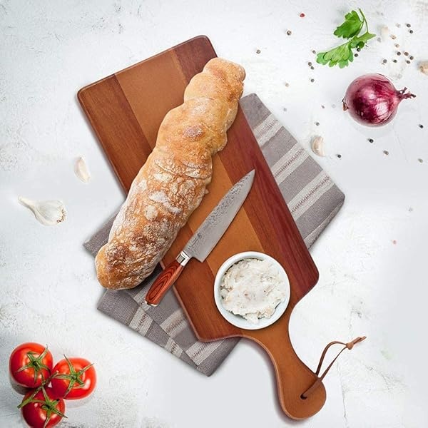 AIDEA - Tabla de cortar de madera con asa, tabla de queso para cocina, fiesta, 43 cm de largo x 6 pulgadas de altura (paquete de 2) - Image 5