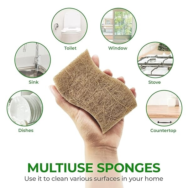 AIRNEX - Paquete de 24 esponjas naturales de cocina, biodegradables, compostables, celulosa y coco, esponjas ecológicas para platos - Image 7