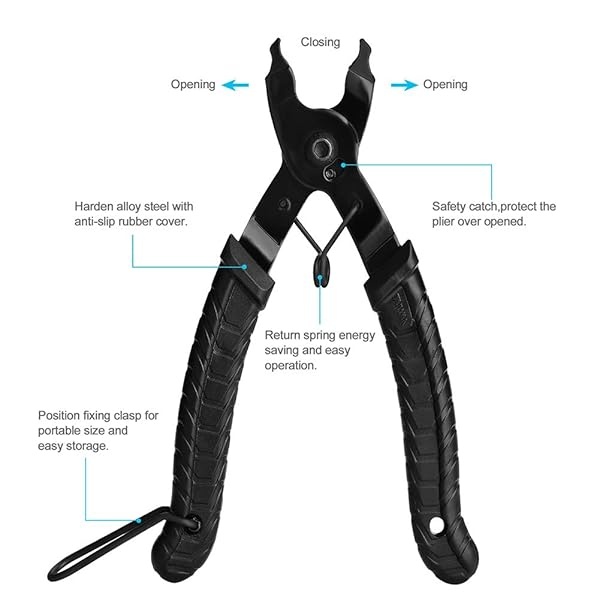 AKRAF Kit de herramientas de reparación de cadena de bicicleta con alicates de eslabones de bicicleta, herramienta divisora de disyuntor de cadena, 6 pares de eslabones perdidos de bicicleta, kit de herramientas mecánicas de bicicleta con removedor de eslabones maestro de cadena y conector - Image 3