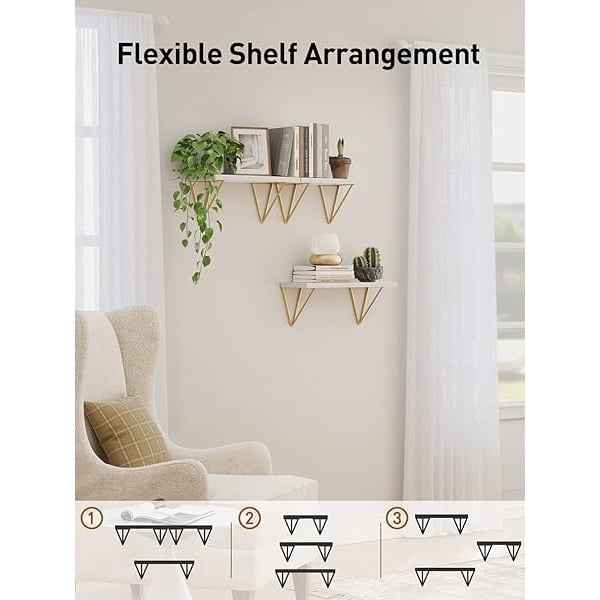 AMADA HOMEFURNISHING AMFS12 - Estantes flotantes, estantes de Pared Blancos para Dormitorio, Sala de Estar, baño, Cocina, estantes para decoración de Pared - Image 3