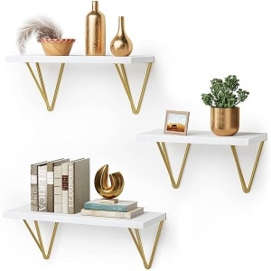 AMADA HOMEFURNISHING AMFS12 - Estantes flotantes, estantes de Pared Blancos para Dormitorio, Sala de Estar, baño, Cocina, estantes para decoración de Pared