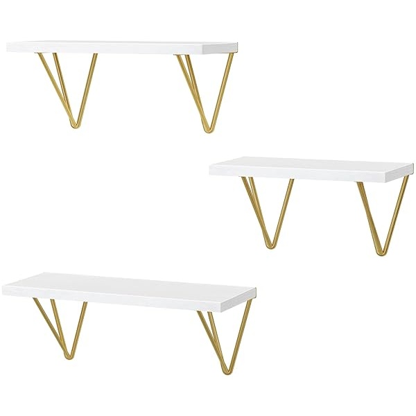 AMADA HOMEFURNISHING AMFS12 - Estantes flotantes, estantes de Pared Blancos para Dormitorio, Sala de Estar, baño, Cocina, estantes para decoración de Pared - Image 9