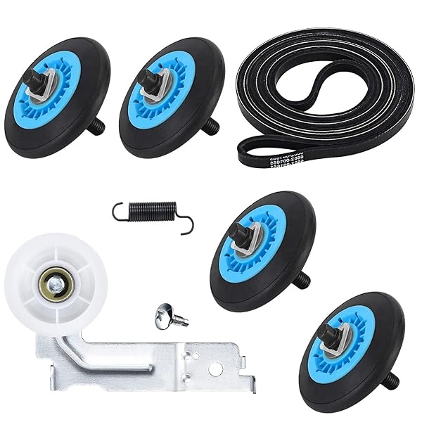 AMI PARTS - Kit de reparación de secadora DC97-16782A - Rodillo de secadora compatible con Samsung DV50K86EV/A3 DV40J3000EW/A2 incluye correa de secadora 6602-001655 DC93-00634A polea loca, con - Image 9