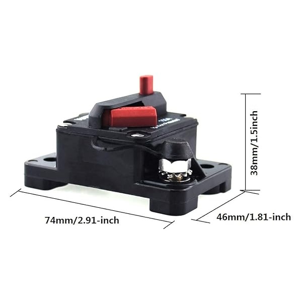 ANJOSHI Interruptor de circuito de 30 amperios 30A-300A con reinicio manual, inversor de fusibles en línea impermeable para motores marinos de trolling, barco, ATV, potencia manual, 12V-48VDC - Image 4