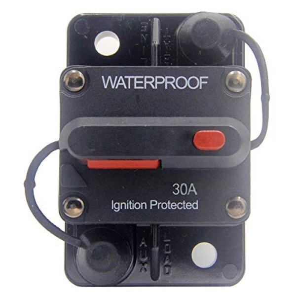 ANJOSHI Interruptor de circuito de 30 amperios 30A-300A con reinicio manual, inversor de fusibles en línea impermeable para motores marinos de trolling, barco, ATV, potencia manual, 12V-48VDC