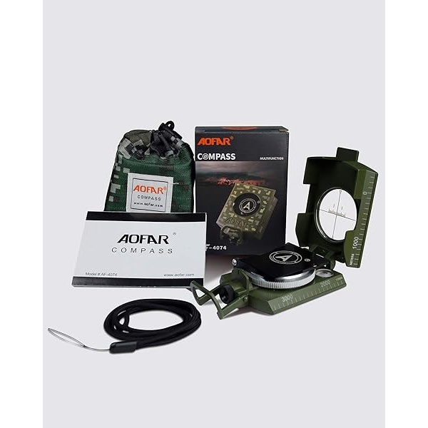 AOFAR - Brújula Militar AF-4074 Camuflaje para Senderismo, avistamiento lensático, Impermeable, Duradero, inclinómetro para Camping, niño scount, Actividades geológicas en Barco - Image 7