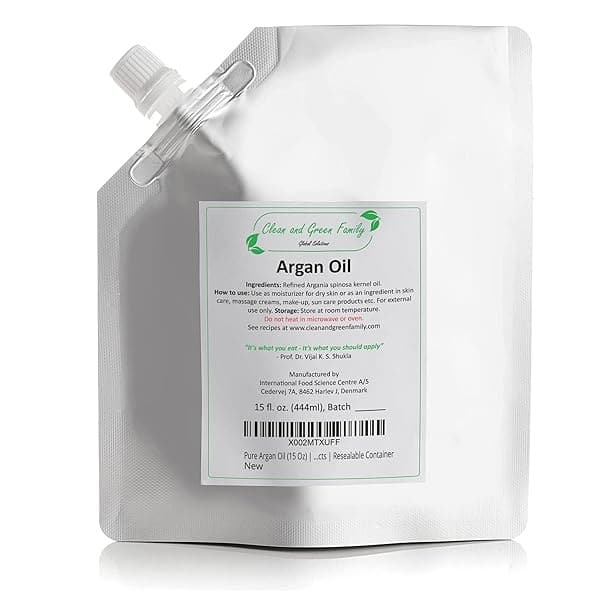 Aceite de argán puro (15 onzas) | Utilizado para productos de belleza y salud, aceite para el cabello, crema para labios, tratamiento para el cabello y productos para el cuidado de la piel | Contenedor resellable