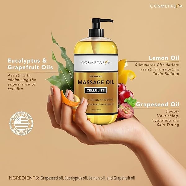 Aceite de masaje anticelulítico, gel y manopla – Tratamiento de celulitis 100% natural con gel de masaje de crema caliente, aceite y masajeador – Penetra la piel para romper el tela graso – firme, tonifica e hidrata la piel - Image 4
