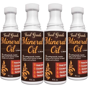 Aceite mineral Easy Applicator para tablas de cortar y todo el cuidado de la madera, grado alimenticio ultrapuro (4 onzas con punta aplicadora de espuma, 4 unidades) fabricado en Estados Unidos