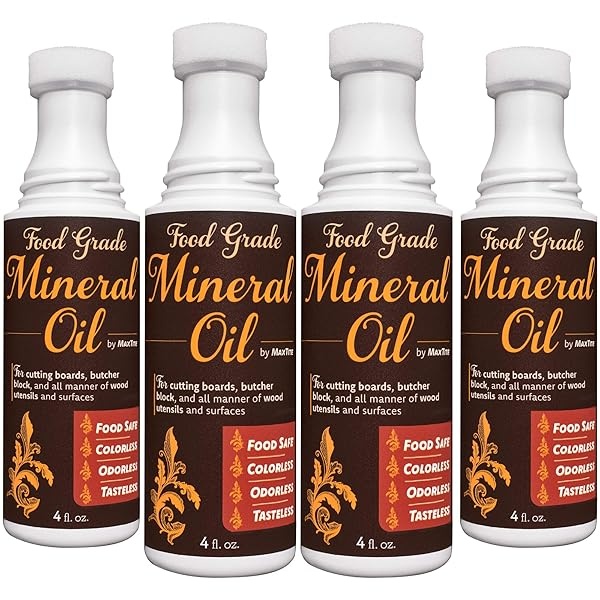Aceite mineral Easy Applicator para tablas de cortar y todo el cuidado de la madera, grado alimenticio ultrapuro (4 onzas con punta aplicadora de espuma, 4 unidades) fabricado en Estados Unidos