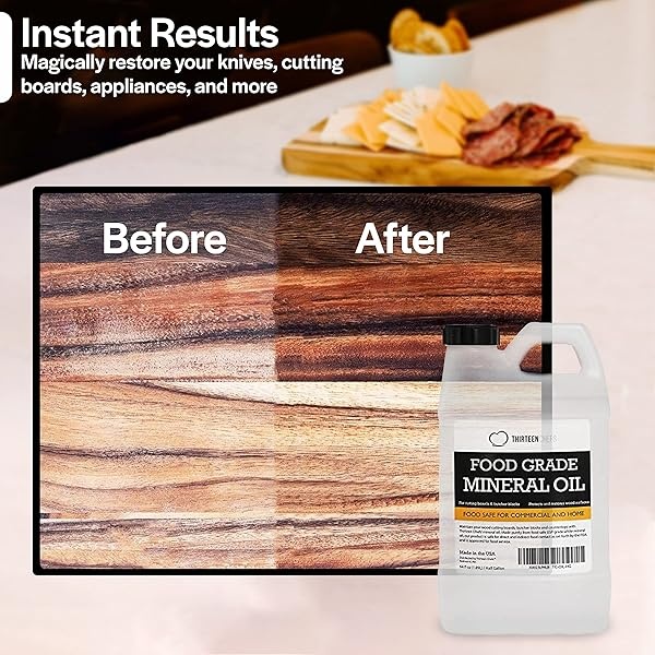 Aceite mineral de grado alimenticio para tablas de cortar, encimeras y bloques de carnicero, apto para alimentos y fabricado en los Estados Unidos, Transparente, Half Gallon - Image 3