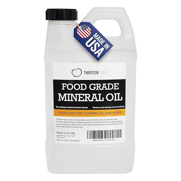 Aceite mineral de grado alimenticio para tablas de cortar, encimeras y bloques de carnicero, apto para alimentos y fabricado en los Estados Unidos, Transparente, Half Gallon