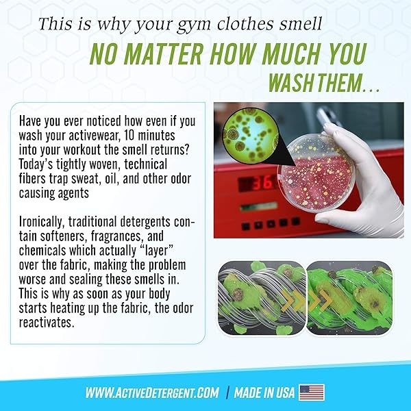 Active Wear Laundry Detergent - Formulated for Sweat and Workout Clothes - Natural Performance Sport-Wash Concentrate - Enzyme Booster Deodorizer - Powder Wash for Activewear Gym Apparel (90 Loads) - Image 6