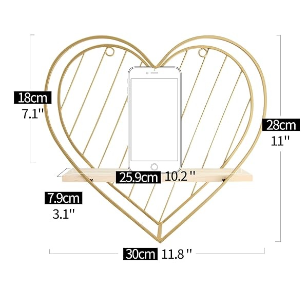 Afuly - Estante, diseño de corazón, color dorado - Image 10
