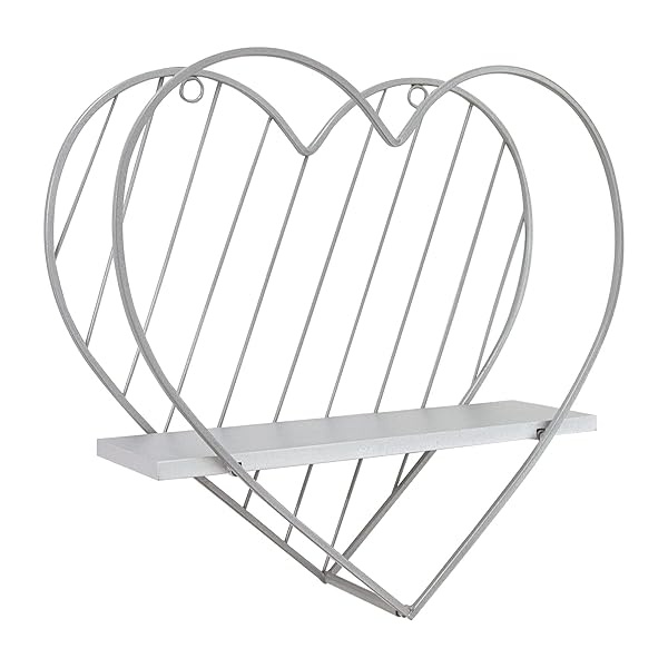 Afuly - Estantería de pared de metal gris flotante, diseño de corazón, estante pequeño, moderno, romántico, estilo de granja, lindo y único, cuarto de bebé, cuarto de baño, recámara, decoración de - Image 9