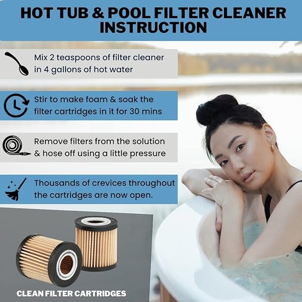 Ahh-Some Limpiador de cartuchos de filtro de spa y piscina, filtros de bañera de hidromasaje y solución de remojo de cartuchos, funciona muy bien en filtros de arena, mejora la eficiencia del filtro de bañera, limpieza de 6 meses en un solo recipiente - Image 7