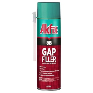Akfix 805 Gap Filler sellador de espuma expandible (1 x 12 Oz. ) - Lata de aislamiento de espuma en aerosol de huecos y grietas, sellador impermeable con pajita, espuma expandible de poliuretano para