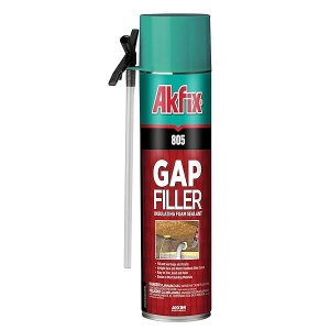 Akfix 805 - Sellador de espuma expandible de relleno de huecos (1 x 1 onzas), lata de aislamiento de espuma en aerosol de huecos y grietas, sellador impermeable con pajilla, espuma expandible de