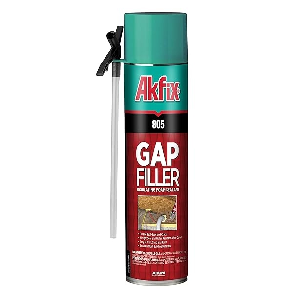 Akfix 805 - Sellador de espuma expandible de relleno de huecos (1 x 1 onzas), lata de aislamiento de espuma en aerosol de huecos y grietas, sellador impermeable con pajilla, espuma expandible de