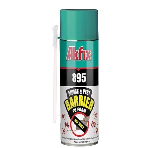 Akfix 895 - Espuma aislante en aerosol para bloques de plagas (1 x 5 onzas) - Relleno de huecos, bloqueador de agujeros para mouse, espuma expandible de poliuretano para barrera de roedores, relleno