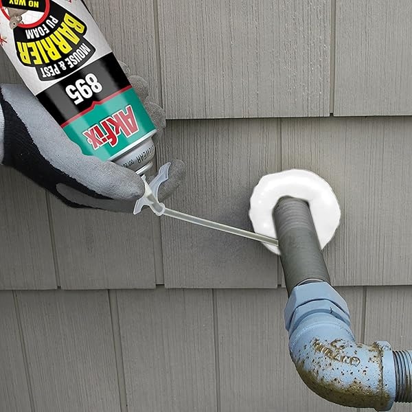 Akfix 895 - Espuma aislante en aerosol para bloques de plagas (3 x 5 onzas) - Relleno de huecos, bloqueador de agujeros para mouse, espuma expandible de poliuretano para barrera de roedores, relleno - Image 3