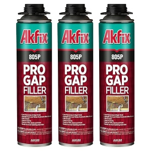 Akfix Espuma en aerosol de poliuretano 805P, sellador aislante impermeable, relleno de huecos de espuma expandible, espuma aislante para ventana y marco de puerta, excelente aislamiento acústico y calor, paquete de 3, 32 onzas.