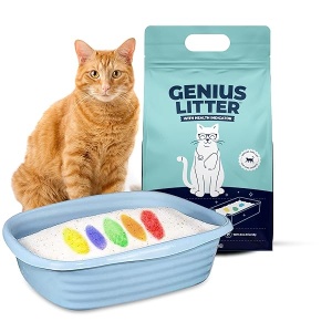 Alpha Paw - Genius - Arena para gatos, indicador de salud de 5 colores, eliminación de olores, antiadherente, cristales ligeros, no se aglupa, alta absorción, sin perfume, 6 libras