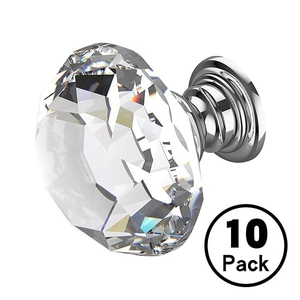 Alzassbg Hardware AL1001 - Pomos de vidrio transparente para armarios y cajones (30 mm), perilla, 10 unidades, Plateado - Image 3