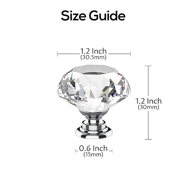Alzassbg Hardware AL1001 - Pomos de vidrio transparente para armarios y cajones (30 mm), perilla, 10 unidades, Plateado - Image 6