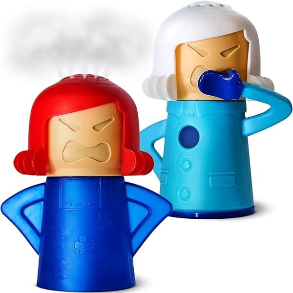 Angry Mama Steaming Mama - Horno de microondas para mamá y mamá fría para refrigerador y congelador - Herramienta de limpieza de vapor de alta temperatura, 2 unidades (Mikrowave y nevera)