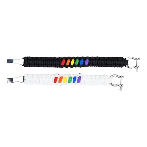 Arco iris tejido a mano Orgullo Unisex pulsera 100% hecho a mano al aire libre ajustable Paracord supervivencia grillete pulsera (Blanca , Grande)