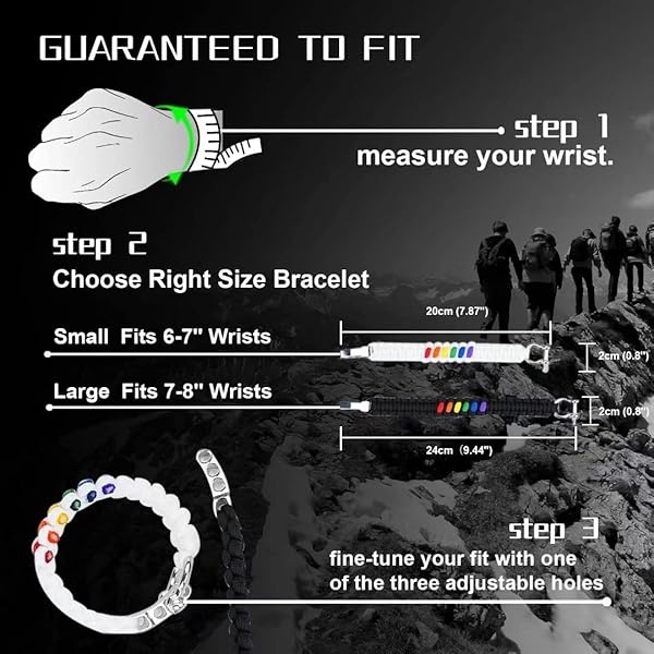 Arco iris tejido a mano Orgullo Unisex pulsera 100% hecho a mano al aire libre ajustable Paracord supervivencia grillete pulsera (Blanca , Grande) - Image 6