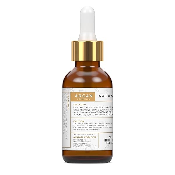 Argan Cosmetics 100% Pure Organic Moroccan Argan Oil for Hair, Skin, Nails, Cuticles, Face & Beards - Cold Pressed, Unscented - Filtered Through Cotton & Charcoal - All Natural Moisturizer - 2 Fl Oz - Image 3