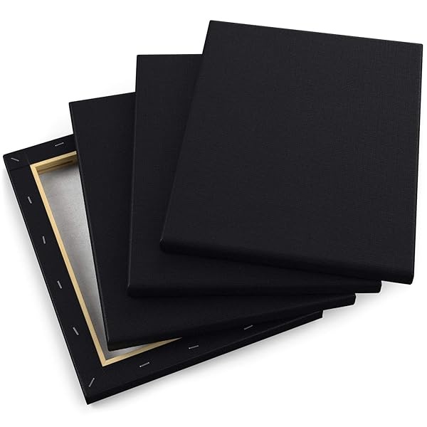 Arteza - Lienzos de pintura para pintura, paquete de 12, 8 x 10 pulgadas, lona negra en blanco a granel, lona estirada 100% algodón, imprimada en geso, suministros de arte para adultos, para verter acrílico y pintura al óleo - Image 4