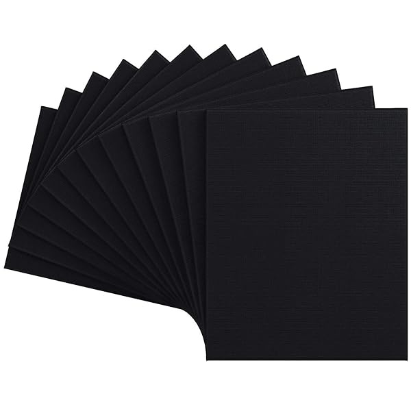 Arteza - Lienzos de pintura para pintura, paquete de 12, 8 x 10 pulgadas, lona negra en blanco a granel, lona estirada 100% algodón, imprimada en geso, suministros de arte para adultos, para verter acrílico y pintura al óleo - Image 5
