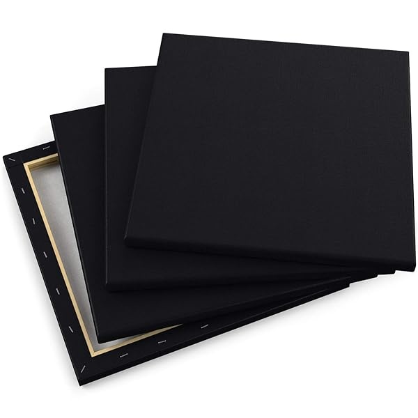 Arteza - Lienzos de pintura para pintura, paquete de 8, 12 x 12 pulgadas, lona cuadrado negro a granel, lona estirado 100% algodón, imprimado en geso, suministros de arte para adultos, para verter acrílico y pintura al óleo - Image 5