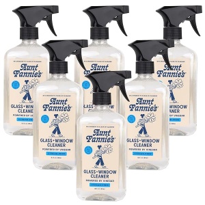Aunt Fannie's Lavado de vinagre de limpieza de vidrio y ventanas, limpiador de vidrio natural sin rayas, 16.8 onzas (paquete de 6)