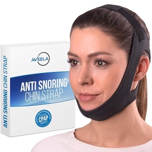 Aveela Correa de barbilla antironquidos para usuarios de CPAP, mantiene la boca cerrada mientras duermes, correa de cabeza ajustable de alta calidad para hombres y mujeres, material cómodo sin picazón para un sueño ininterrumpido