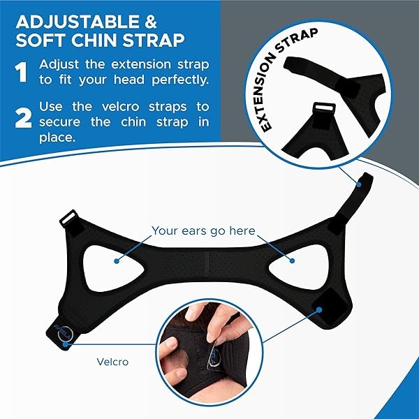 Aveela Correa de barbilla antironquidos para usuarios de CPAP, mantiene la boca cerrada mientras duermes, correa de cabeza ajustable de alta calidad para hombres y mujeres, material cómodo sin picazón para un sueño ininterrumpido - Image 7