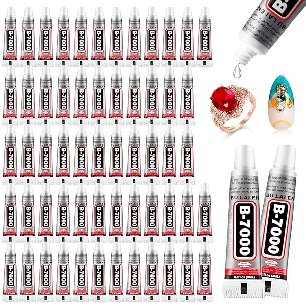 B7000 - abalorio adhesivas transparentes para joyas, pegamento B-7000, para manualidades, reparación de teléfonos celulares, piedras de vidrio, metal, piezas pequeñas (3 ml, 60 unidades)