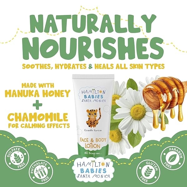 BABY FACE & BODY LOTION Healthy Hydration with Chamomile Flower, Bitter Orange, Lemon Peel, Sage, Thyme, Shea Butter, Coconut Oil, Orange Peel and Manuka Honey. Free of sulfates, gluten & paraben - Image 4