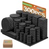 BAIPOK - Juego de 300 almohadillas de fieltro para muebles de alta calidad, autoadhesivas de 5 mm de grosor, protectores de suelo antiarañazos para patas de silla de escritorio y 60 parachoques de goma para suelos de azulejos de madera dura