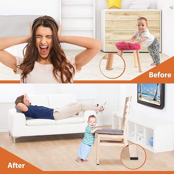 BAIPOK - Juego de 300 almohadillas de fieltro para muebles de alta calidad, autoadhesivas de 5 mm de grosor, protectores de suelo antiarañazos para patas de silla de escritorio y 60 parachoques de goma para suelos de azulejos de madera dura - Image 8