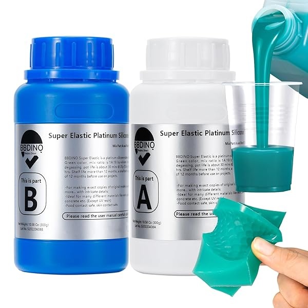 BBDINO Kit de fabricación de moldes de silicona, goma de silicona súper elástica, silicona líquida para fabricación de moldes, N.W. 20 onzas, 1:1 por volumen, ideal para fundición de moldes de