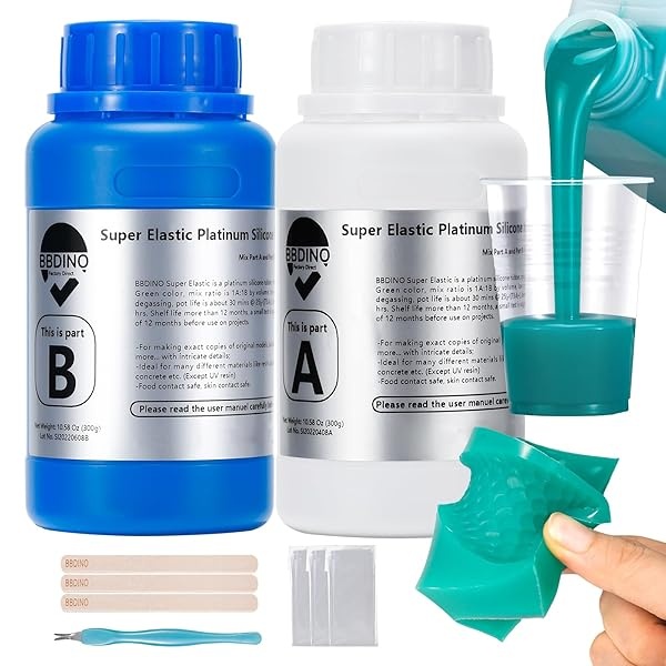 BBDINO Kit de fabricación de moldes de silicona, goma de silicona súper elástica, silicona líquida para fabricación de moldes, N.W. 20 onzas, 1:1 por volumen, ideal para fundición de moldes de - Image 10